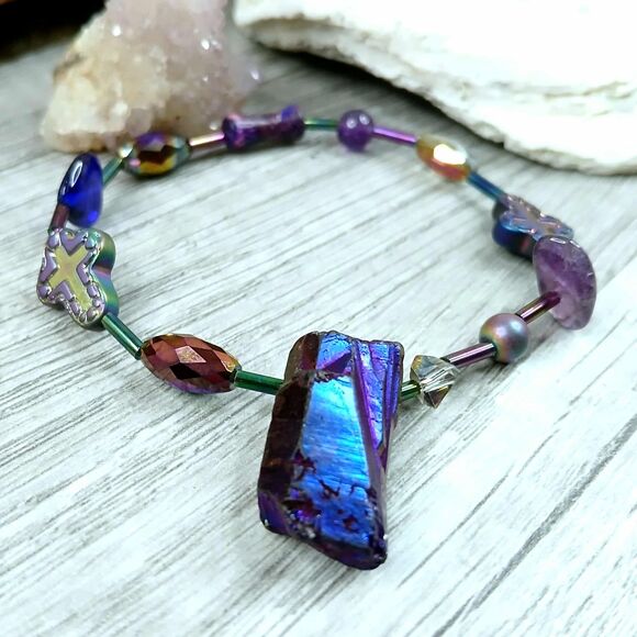 5 Pc Mix & Match Stretch Bracelet Set, Boho Chic, Statement Jewelry - Picture 7 of 8